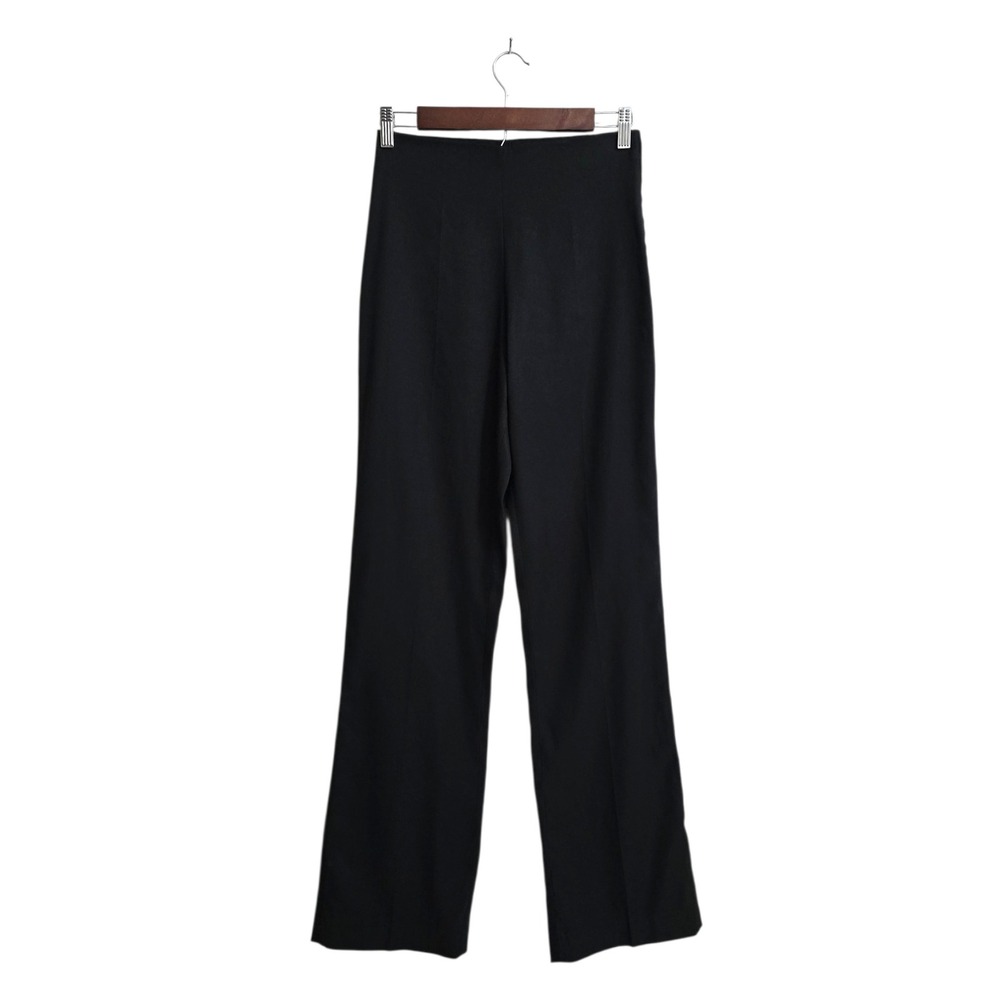Lauren Vidal Paris High Rise Flat Front Straight Leg Pants In Black Sz 4 (T1)
